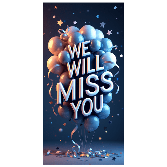 Blue Watercolor Style Farewell Banner with Balloons Star Elements Party Decoration Background Backdrop for Farewell Parties Departure Celebrations Photography Props and Memory Events