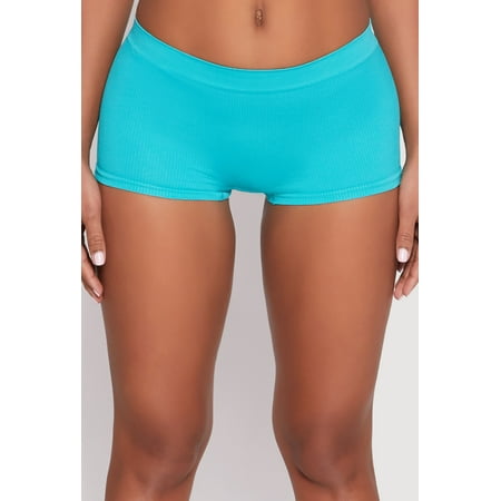 Rainbow Shops Female Adult Ribbed Knit Seamless Boyshort Panty Seamless  Solid  Ribbed Knit  Final Sale - No Returns