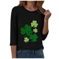 thumbnail image 4 of felwors Womens 3/4 Sleeve Crew Neck Valentine T Shirts Love Heart Printed Graphic Tee Tops (Black, S), 4 of 8