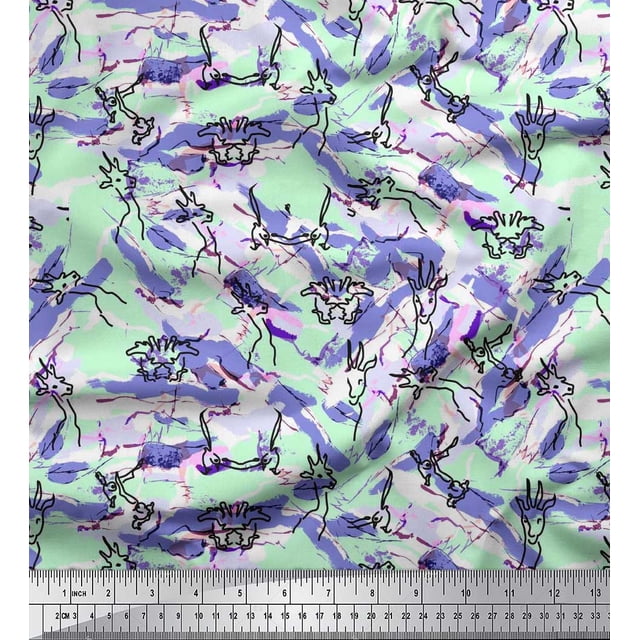 Soimoi Rayon Fabric Animals Brush Stroke Print Fabric by The Yard 56 Inch Wide
