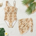 thumbnail image 3 of Xixirimido Giraffe Floral Beige Print Girl's One Piece Swimsuits with Removable Bra One Shoulder Bathing Suit with Mesh Cover Up 1 Piece Swimsuit Swimwear, Size 11-12 Years, 3 of 7