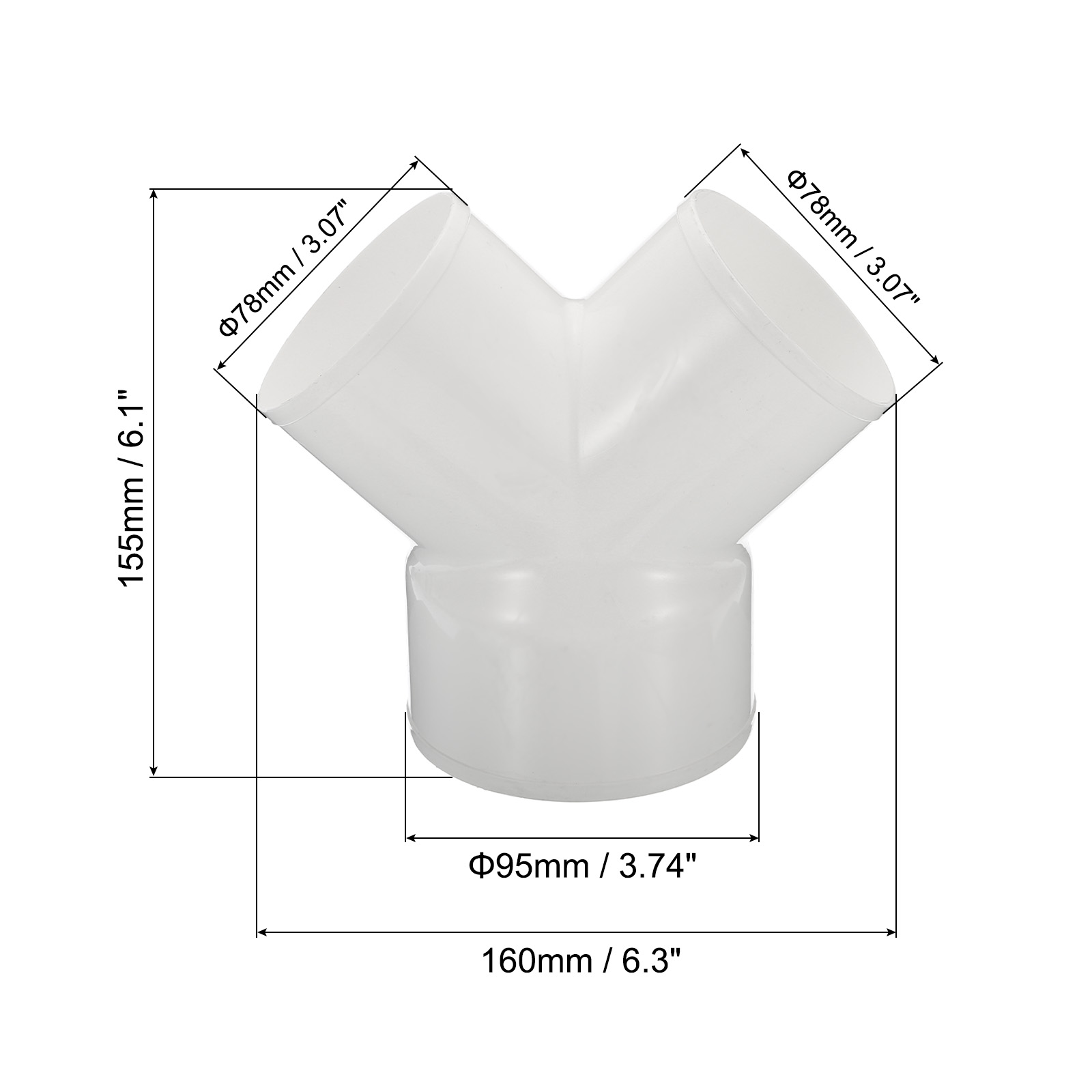3 Way Duct Splitter Reducer, Y Fitting Air Vent Duct Connector Hose Exhaust Pipe Adapter , 4" to 3"