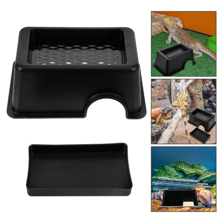 GETAJGHSD Decorative Gecko Hide Box Turtle Hiding Cave Black Plastic Hiding Aquarium Decor 1Pack