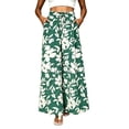 thumbnail image 4 of Boho Palazzo Pants for Women Casual Trendy Vacation Wide Leg Pants Fall Lounge Drawstring High Waisted Trousers Mint Green, XL, 4 of 6