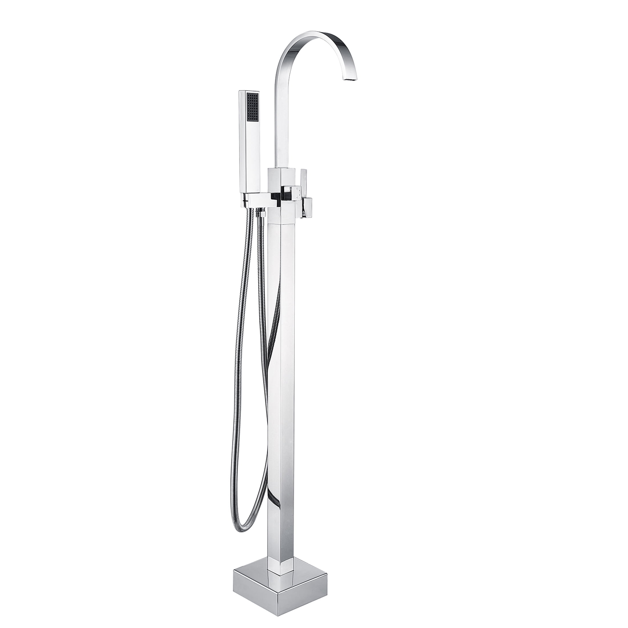JERFIT Modern Freestanding Bathtub Faucet with Hand Shower, Chrome Finish 3.9 GPM Waterfall Tub Filler for Bathroom