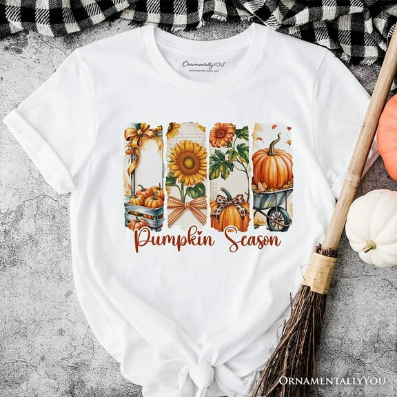 Pumpkin Season T-Shirt, Fall Sunflower Coquette Bow Autumn Tee