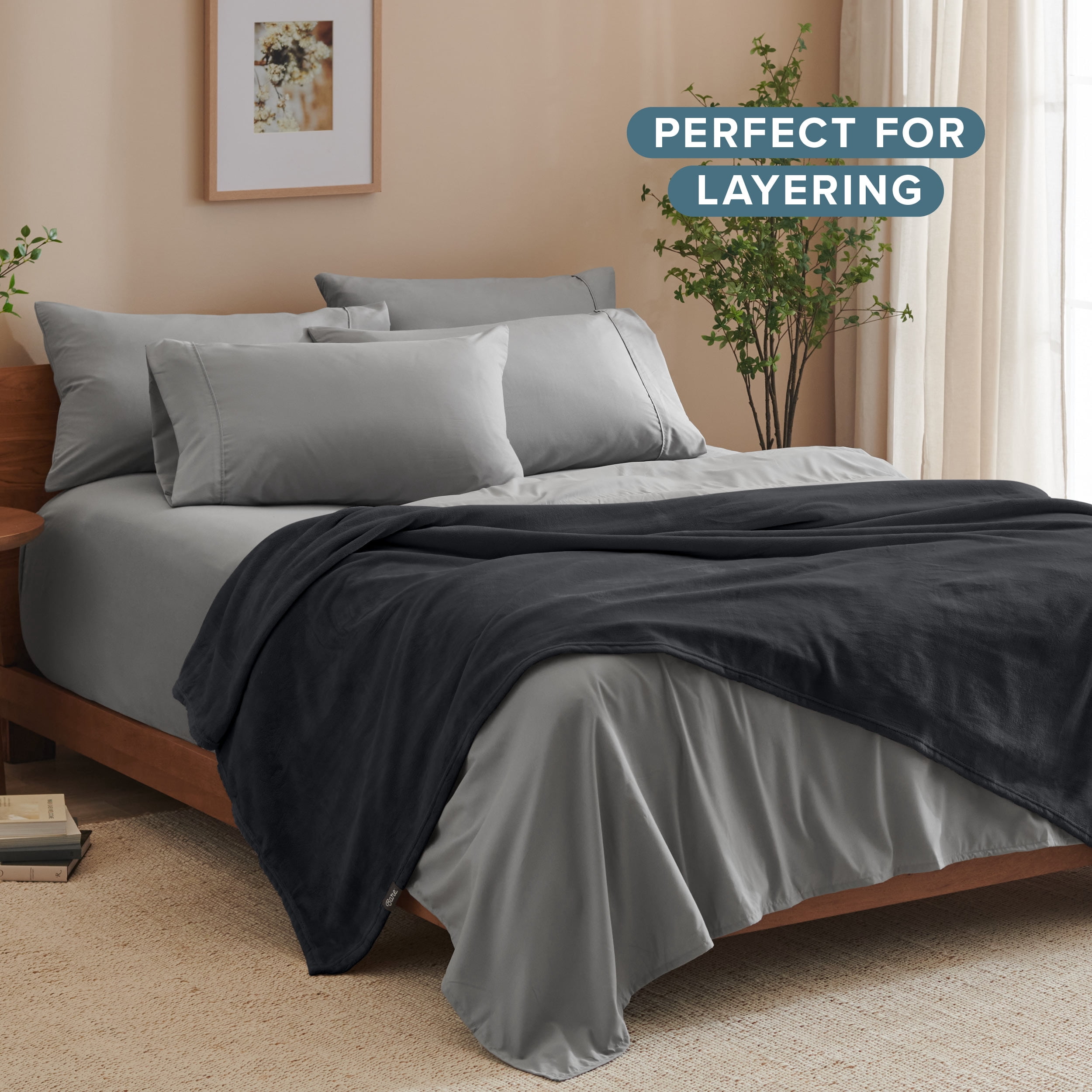 Bare Home Microplush Fleece Blanket - 300 GSM - Fuzzy Microfleece - Soft & Plush - King, Black