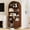 Walnut, variant on 71" Tall Arched Bookshelf, 5 Tier Modern Farmhouse Bookcase with Sliding Doors & Adjustable Shelves, Wood Display Cabinet, White