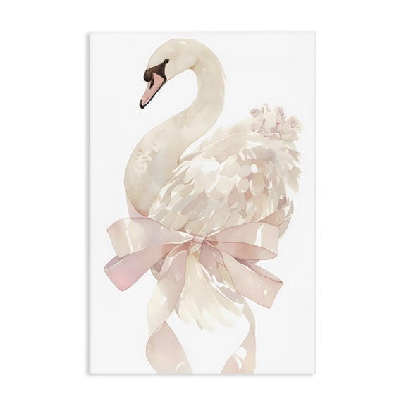 Stupell Industries Coquette Swan with Bow Canvas Wall Art, design by Creative Studio