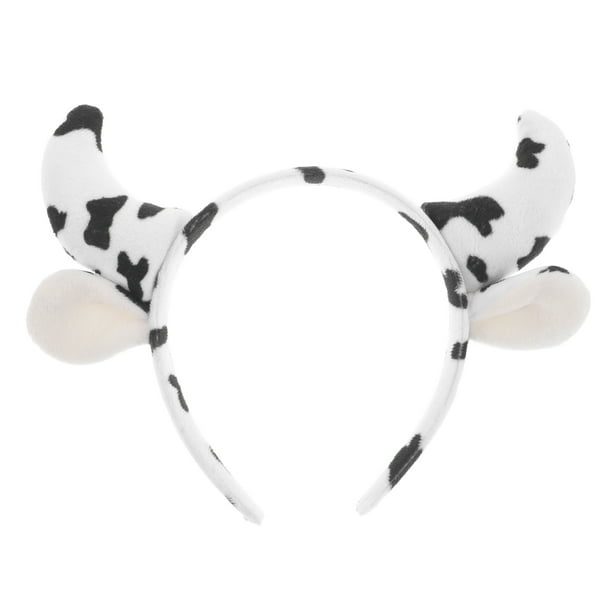 Adorable diadema con orejas de vaca, encantadora diadema con cuerno de vaca para disfraces de Halloween, disfraces de animales de granja y divertidas decoraciones para fiestas