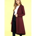 thumbnail image 2 of Made by Johnny Women's Casual Long Open Front Drape Lightweight Duster High Low Hem Maxi Long Sleeve Cardigan M WINE, 2 of 6