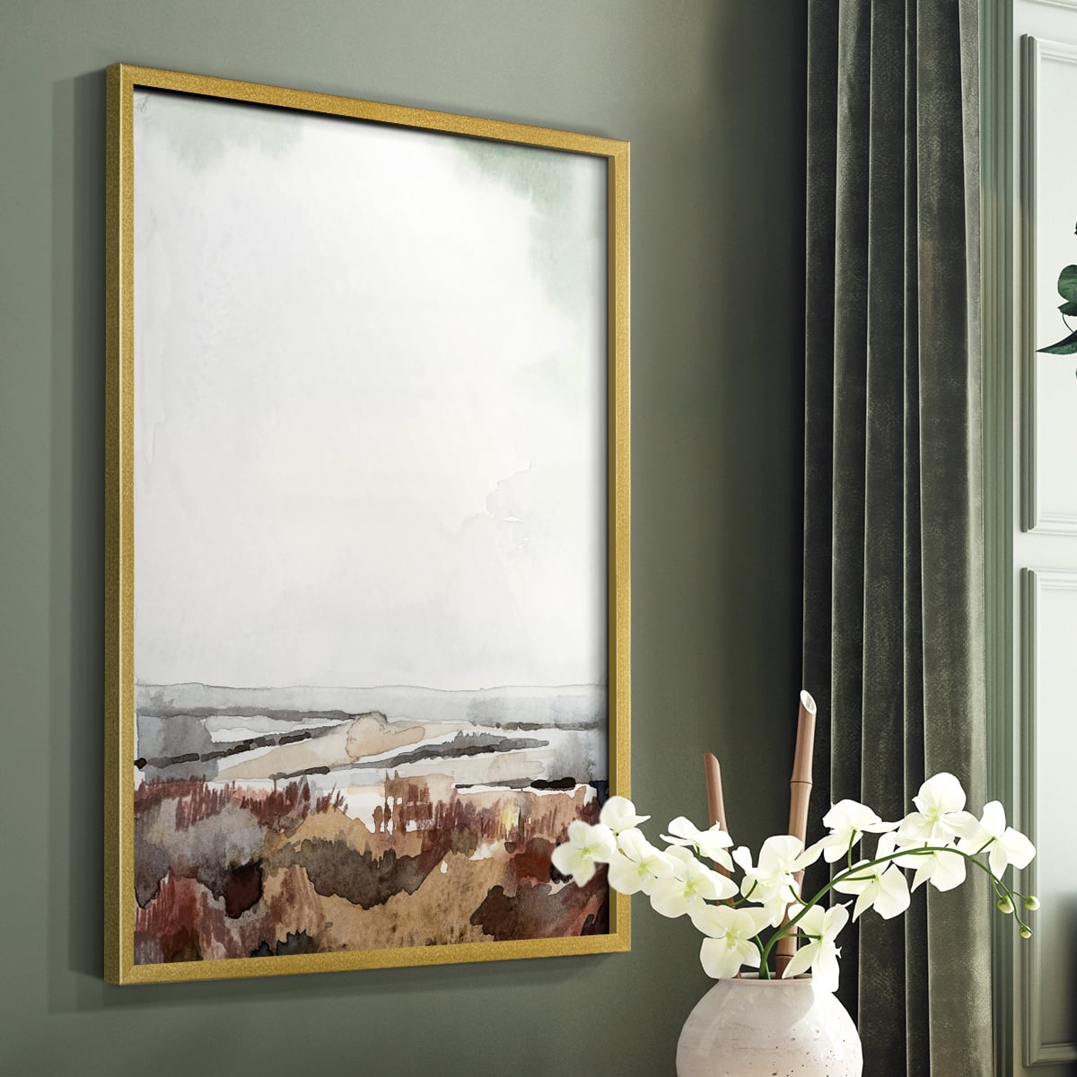 Coastal Inlet Study I Framed Print in Gold Solid Wood Framed Print No Nail Hanging