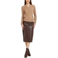 thumbnail image 2 of Suéter ligero de mujer Inspire Chic, con cuello redondo, botones, manga larga, cárdigan, color camel, 2 of 6