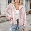 thumbnail image 3 of Jackets for Women Winter Coat Jackets Flannel Stand Collar Jacket(Pink Marble Striped Pattern,Size:S-4XL), 3 of 7