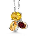 thumbnail image 2 of 925 Silver and 10K Yellow Gold Yellow Citrine and Red Rhodolite Garnet Pendant Necklace for Women (2.55 Cttw, Oval 8X6MM, 7X5MM and 6X4MM, Gemstone November Birthstone, with 18 inch Chain), 2 of 4