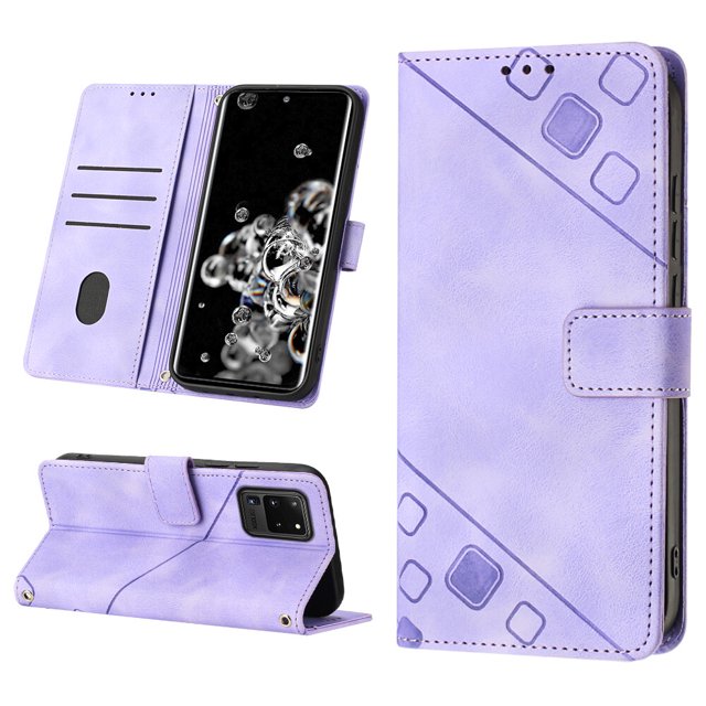 Compatible with Samsung Galaxy S20 Ultra 5G Classic Embossed PU Leather Case with Card Holder Shockproof Cover
