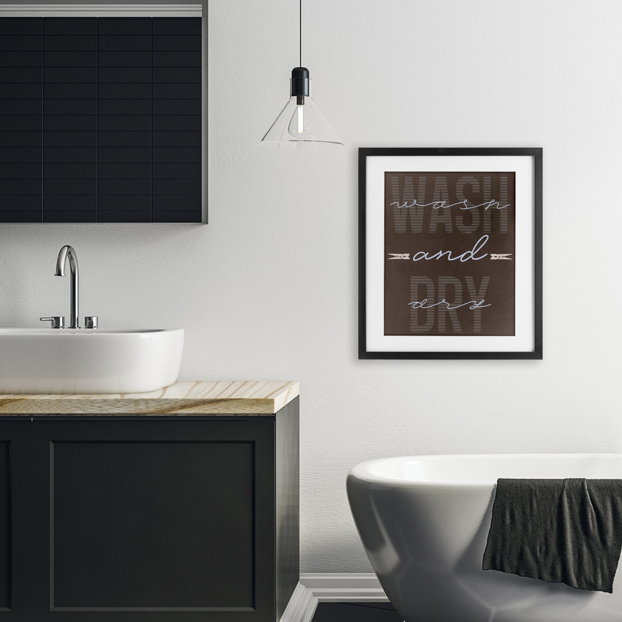 Wash And Dry Brown Black Framed Print Under Glass, design by Marcus Prime