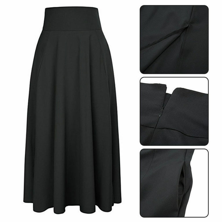 【PORTERNA】Plain long skirt Bagilaanoe High Waist Pleated Long Skirts Women Flared Full