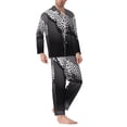 thumbnail image 2 of Lsque Monochrome Leopard Horse Pattern Long Sleeve Pajama Set for Men - Soft 2-Piece Sleepwear and Loungewear Set with Pockets, Comfy Nightwear-XX-Large, 2 of 7
