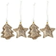 thumbnail image 2 of Northlight Sequin Stars and Trees Plush Christmas Ornaments - 4" - Gold - Set of 4, 2 of 6