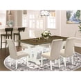 thumbnail image 2 of East West Furniture V-Style 7-piece Wood Dining Table Set in White/Cream, 2 of 6