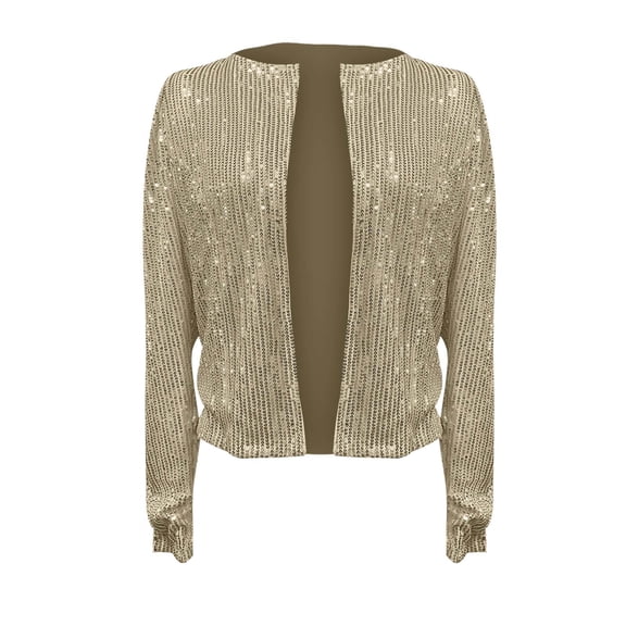 Women Jackets Fall Jacket Women's Fashion Stand Collar Solid Color Sequin Casual Short Jacket