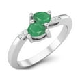 thumbnail image 2 of 4X3mm Pear Emerald May Birthstone 925 Sterling Silver Two Stone Women Mother's Day Gift Ring, 2 of 3