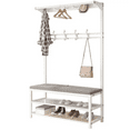 thumbnail image 6 of JOJOLAM 5-in-1 Entryway Hall Tree, Multifunctional Coat Rack with Bench & 2 Tier Shoe Rack, 10 Hooks, White, 6 of 10