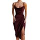 thumbnail image 1 of Vestido de satén con cuello halter sexy para mujer Vestido plisado con hendidura apretada para cóctel, vestido de fiesta Vestido formal de cóctel Adepaton BST2000444-1, 1 of 5