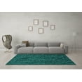 thumbnail image 3 of Ahgly Company Machine Washable Indoor Round Solid Turquoise Blue Modern Area Rugs, 7' Round, 3 of 4