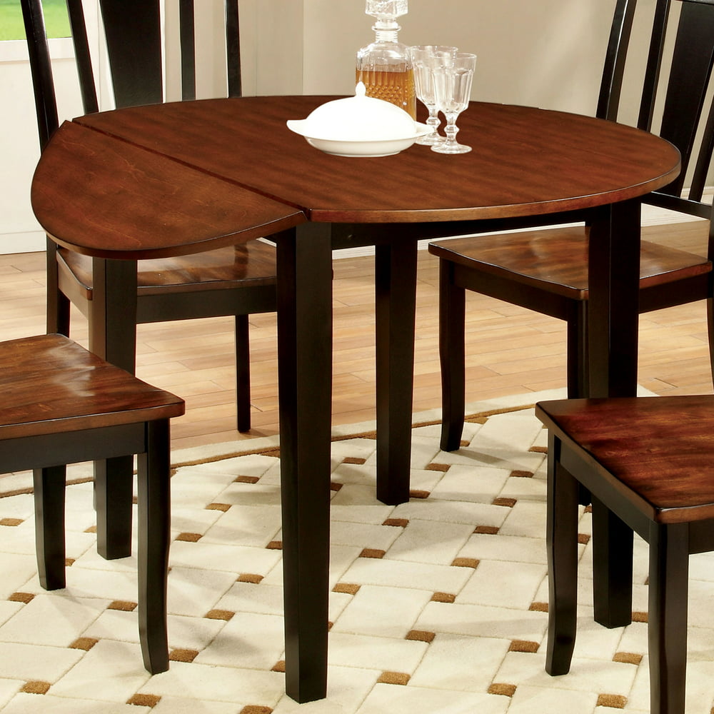 Furniture of America Lutz Wood Round Dining Table, Black and Cherry 