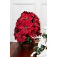 thumbnail image 2 of Nearly Natural Artificial Indoor Red Poinsettia with Decorative Planter Artificial Flower Arrangement, 2 of 7