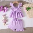 thumbnail image 4 of KPOPLK Toddler Girl Summer Clothes 2 Piece Tank Top and Short Set 6 9 12 18 24 Months Girls Outfits with Pockets(3-4 Years,Purple), 4 of 8