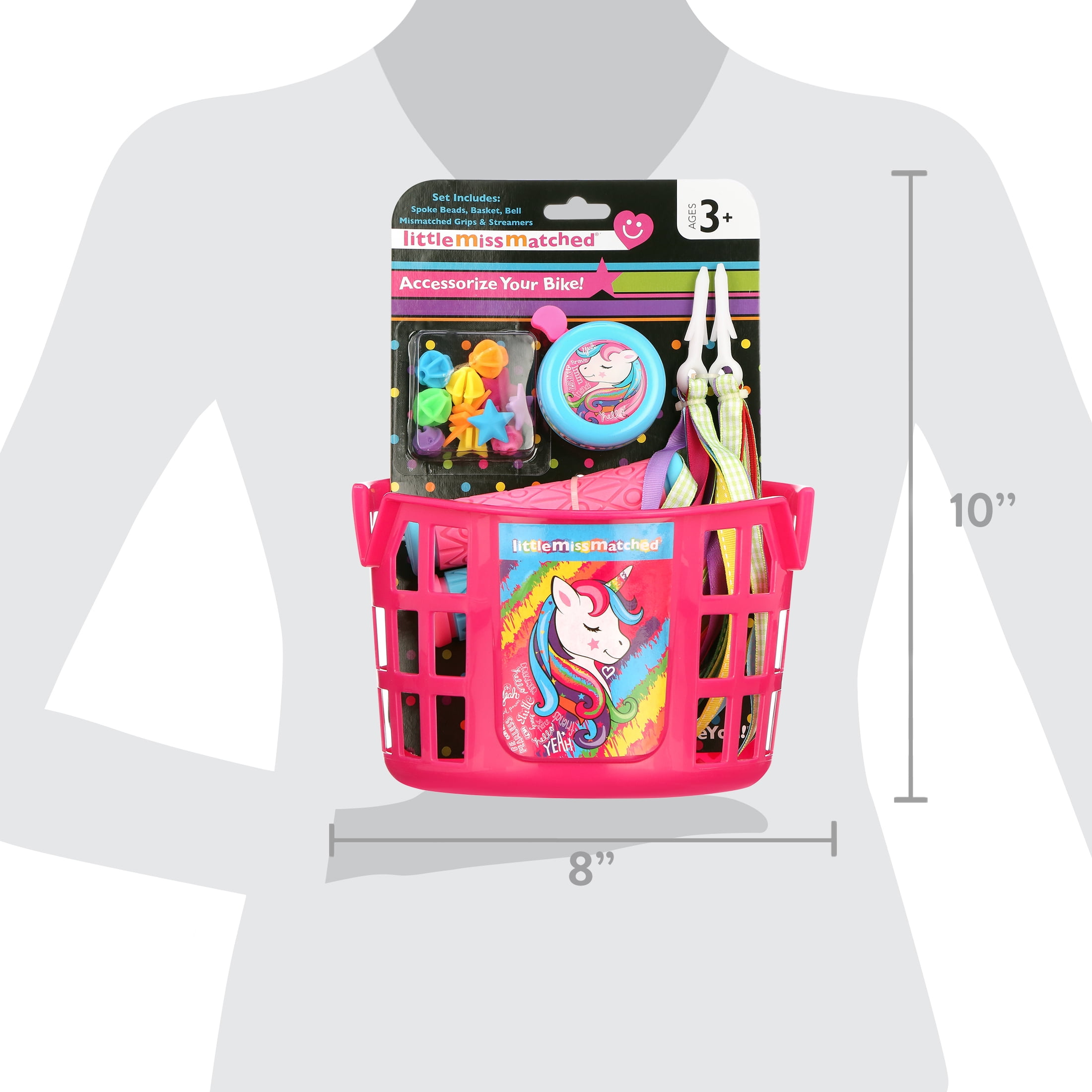 LittleMissMatched Bicycle Basket, Bike Accessories Value Pack