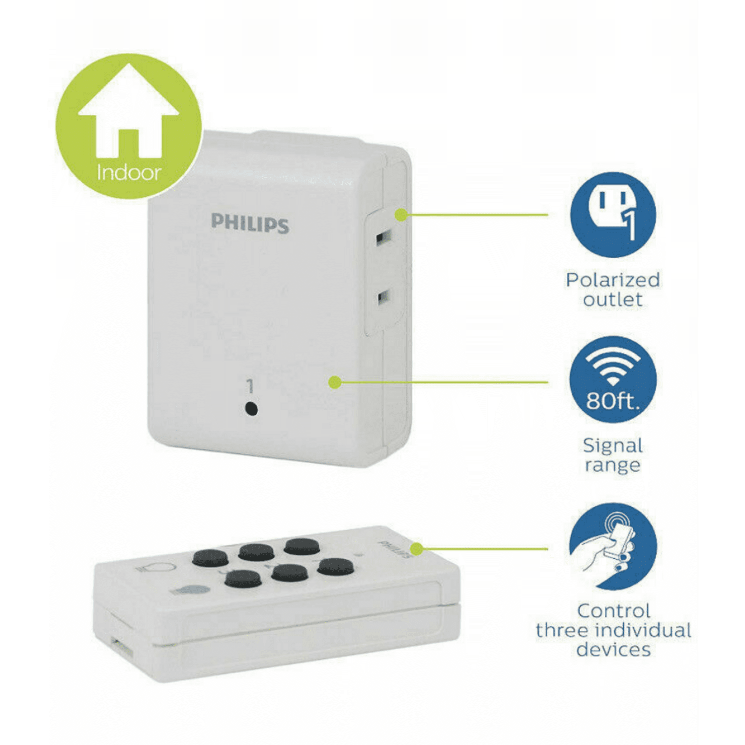 Philips Wireless on & Off Switch with Remote - White - Each