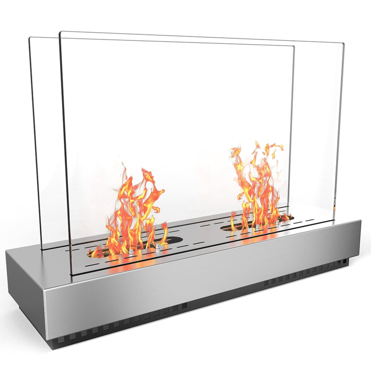 Regal Flame Stainless Steel Phoenix Ventless Free Standing Ethanol Fireplace Can Be Used as a Indoor, Outdoor, Gas Log Inserts