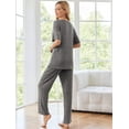 thumbnail image 5 of Avidlove Pajama Set for Women Ribbed Knit Lounge Set Short Sleeve Pj Tops and Long Pants Two Piece Matching Outfit Sets with Pockets, 5 of 5