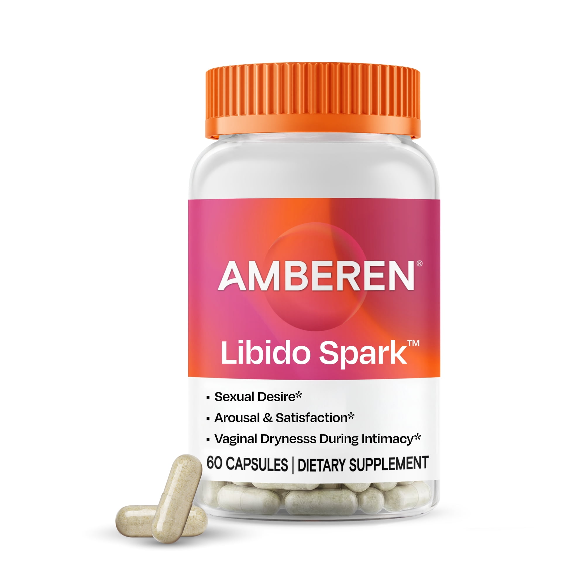 Amberen Libido Spark Menopause Supplement for Women, Clinically Proven Asian Ginseng Extract to Help Provide Targeted Support for Sexual Vitality During Menopause, Soy & Hormone Free, 60ct Capsules