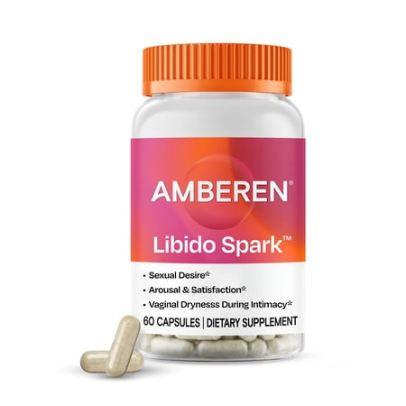 Amberen Libido Spark Menopause Supplement for Women, Clinically Proven Asian Ginseng Extract to Help Provide Targeted Support for Sexual Vitality During Menopause, Soy & Hormone Free, 60ct Capsules