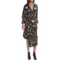 thumbnail image 1 of Joie Mujer Analena Plisado Volantes Midi Vestido, Negro, X-Small, 1 of 1