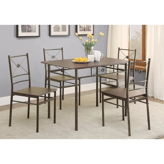 Coaster Company 5pc Metal and Wood Dinette in Dark Bronze Finish