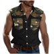 thumbnail image 1 of Camisas de Cuello para Hombres, Moda Casual Día de la Independencia Imprimir Turndown Bolsillos sin Mangas Tanque Deportivo, 1 of 5