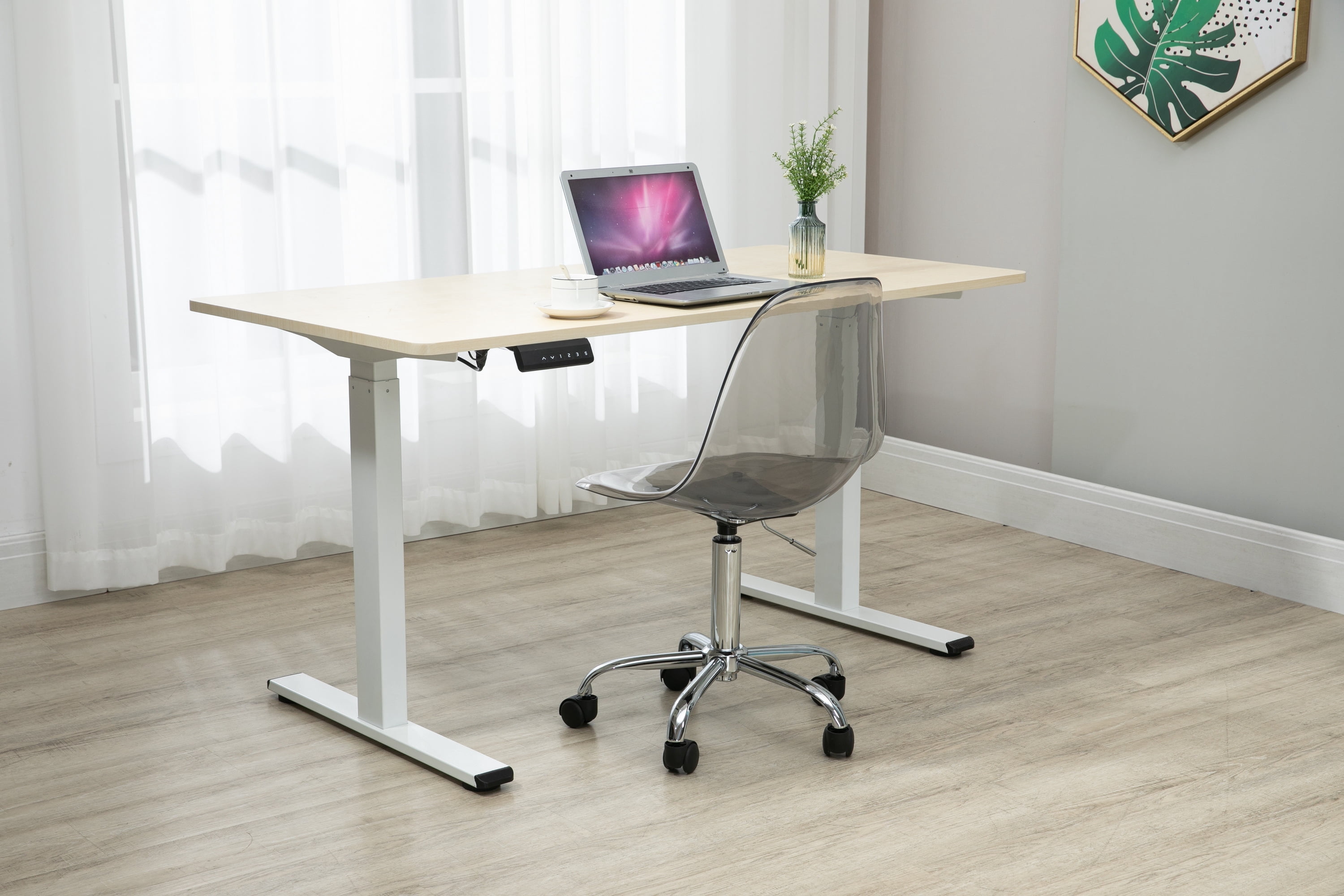 Luccalily Clear Acrylic Rolling Chair,Modern Small Cute Armless Vanity Rolling Plastic Chair Home Office Lucite Ghost Chairs with Adjustable Height and Wheels