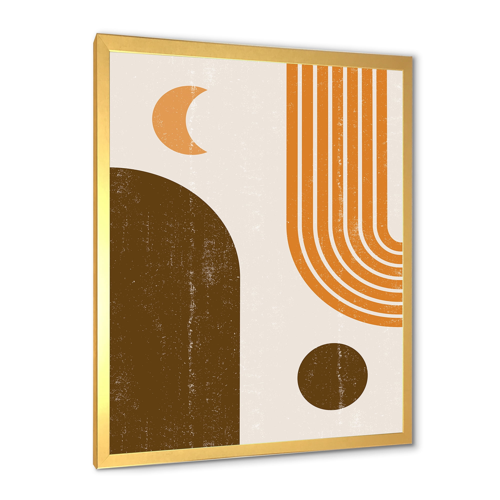 Designart 'Rainbow In Earth Tones Abstract Geometric Art' Modern Framed Art Print