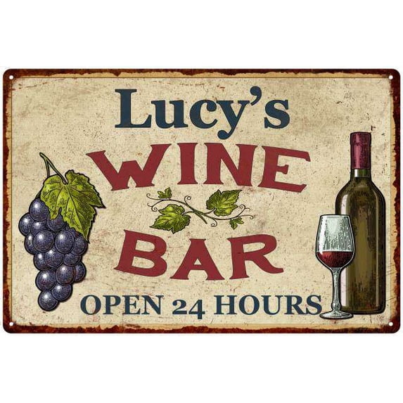 Lucy's Rustic Wine Bar Sign Wall Decor Kitchen Gift 12 x 18 Matte Finish Metal 112180056054