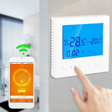 Mgaxyff Wireless Thermostat, LCD Thermostat,Programmable WiFi Wireless Heating Thermostat Digital LCD Screen App Control