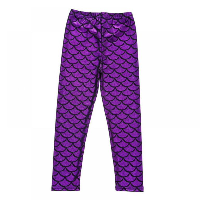 Fish Scale Mermaid Leggings for Kids Shiny Scale Pants for Halloween