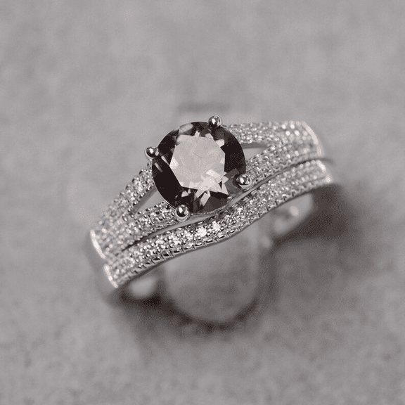 Natural Brown Diamond Engagement Band Ring in 14k Rose Gold Finish - Gift For Wife