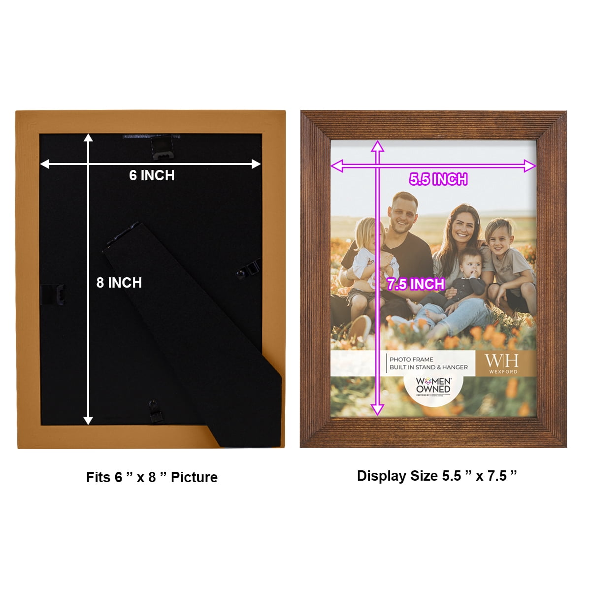 Grooved 6 in. x 8 in. Walnut Picture Frame (Set of 2)