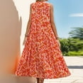 thumbnail image 5 of Liquidation d'Été 2025! Robe Grande Taille pour Femmes, Liquidation d'Été pour Femmes, Robe d'Été Sans Manches à Imprimé Floral Col en V avec Franges Ample et Confortable, 5 of 5